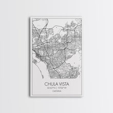 Cargar imagen en el visor de la galería, Chula Vista Street Map, California Map, City Map Art, Modern Art, Wall Art, Canvas Print, Canvas Wall Art, Living Room Wall Art, Travel Art