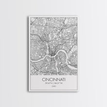 Cargar imagen en el visor de la galería, Cincinnati Street Map, Ohio Map, City Map Art, Minimalist Art, Wall Art, Canvas Print, Canvas Wall Art, Travel Wall Art, Birthday Gift
