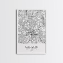 Cargar imagen en el visor de la galería, Columbus Street Map, Ohio Map, City Map Art, Minimalist Art, Wall Art, Canvas Print, Canvas Wall Art, Travel Decor, Office Wall Art