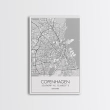 Load image into Gallery viewer, Copenhagen Street Map, Denmark Map, Europe City Map Art, Minimalist Art, Wall Art, Canvas Print, Travel Wall Art, Pilots Gift. Home Décor