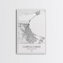 Load image into Gallery viewer, Corpus Christi Street Map, Texas Map, City Map Art, Minimalist Art, Wall Art, Canvas Print, Travel Wall Décor, Gift For Dad, Office Décor