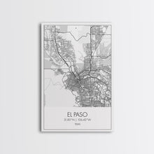 Load image into Gallery viewer, El Paso Street Map, Texas Map, City Map Art, Minimalist Art, Wall Art, Canvas Print, Living Room Wall Art, Travel Art Print, Gift For Dad