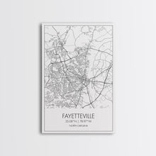 Carregar imagem no visualizador da galeria, Fayetteville Street Map, North Carolina Map, City Map Art, Minimalist Art, Wall Art, Canvas Print, Travel Wall Print, Wanderlust Gift