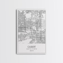 Carregar imagem no visualizador da galeria, Gilbert Street Map, Arizona Map, City Map Art, Minimalist Art, Wall Art, Canvas Print, Black And White Map, Man Cave Art, Travel Wall Art