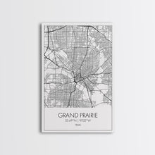 Load image into Gallery viewer, Grand Prairie Street Map, Texas Map, City Map Art, Minimalist Art, Wall Art, Canvas Print, Black And White, Travel Print, Anniversary Gift