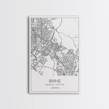 Load image into Gallery viewer, Irvine Street Map, California Map, City Map Art, Minimalist Art, Wall Art, Canvas Print, Travel Wall Print, Gift For Her, Home Office Art