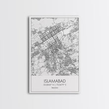 Load image into Gallery viewer, Islamabad Street Map, Pakistan Map, City Map Art, Minimalist Art, Wall Art, Canvas Print, Travel Lover Gift, Living Room Art, Travel Prints