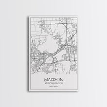 Load image into Gallery viewer, Madison Street Map, Wisconsin Map, City Map Art, Modern Art, Wall Art, Canvas Print, Bedroom Wall Art, Travel Wall Print, Gift For Men