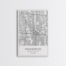 Load image into Gallery viewer, Minneapolis Street Map, Minnesota Map, City Map Art, Modern Art, Wall Art, Canvas Print, Travel Print, Master Bedroom Art, Graduation Gift
