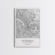 Load image into Gallery viewer, Pittsburgh Street Map, Pennsylvania Map, City Map Art, Minimalist Art, Wall Art, Canvas Print, Boys Room Wall Art, Aviation Gift, Travel Art