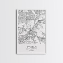 Load image into Gallery viewer, Riverside Street Map, California Map, City Map Art, Minimalist Art, Wall Art, Canvas Print, Unique Wall Décor, Boyfriend Gift, Travel Art