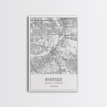 Load image into Gallery viewer, Riverside Street Map, California Map, City Map Art, Minimalist Art, Wall Art, Canvas Print, Office Wall Décor, Gifts For Dad, Travel Print