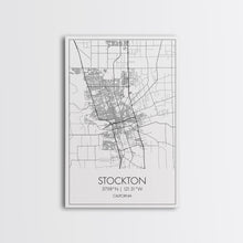 Load image into Gallery viewer, Stockton Street Map, California Map, City Map Print, Modern Wall Art, Wall Art, Canvas Print, Boyfriend Gift, Travel Wall Décor, Art Print