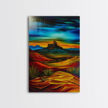 Load image into Gallery viewer, Dramatic Desert Landscape - Vibrant Western Art, Framed Canvas Print, Living Room Decor, Desert Painting, Colorful Wall Art