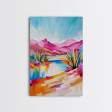 Load image into Gallery viewer, Bright Southwestern Landscape Art - Framed Canvas Print, Desert Decor, Vibrant Living Room Wall Art, Colorful Nature Scene