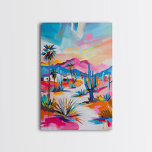 Load image into Gallery viewer, Colorful Desert Pathway Art - Framed Canvas Print, Southwestern Decor, Vibrant Living Room Wall Art, Modern Desert Landscape