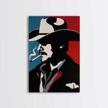 Load image into Gallery viewer, Cowboy and Cowgirl Embracing in Scenic Western Landscape - Framed Canvas Print, Rustic Western Decor, Bedroom Art, Romantic Wall Art