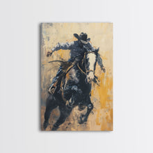 Carregar imagem no visualizador da galeria, Action-Packed Cowboy on Horseback - Framed Canvas Print, Western Wall Art, Rustic Decor, Living Room and Bedroom Art Print