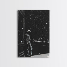 Load image into Gallery viewer, Cowboy in Starry Night Print - Framed Canvas Wall Art, Rustic Western Decor, Starry Sky Cowboy Artwork for Living Room, Night Sky Art