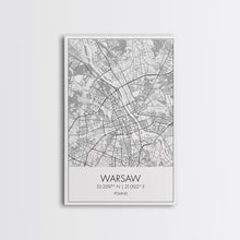 Load image into Gallery viewer, Warsaw Street Map, Poland Map, Europe City Map Print, Minimalist Art, Wall Art, Canvas Print, Living Room Wall Art, Friends Gift, Travel Art