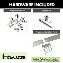 Load image into Gallery viewer, Non-Bypass Sliding Barn Door Hardware Kit - Diamond Design Roller - Silver Finish