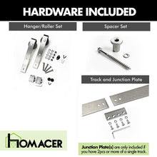 Load image into Gallery viewer, Non-Bypass Sliding Barn Door Hardware Kit - Classic Design Roller - Silver Finish