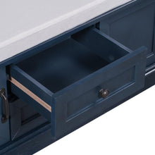 Load image into Gallery viewer, Storage Bench with 2 Drawers and 2 Cabinets, Shoe Bench with Removable Cushion for Living Room, Entryway (Antique Navy)