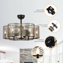 Carregar imagem no visualizador da galeria, 31" Linda Industrial DC Motor Downrod Mount Reversible Ceiling Fan with Lighting and Remote Control