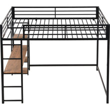 Carregar imagem no visualizador da galeria, Full Size Metal Loft Bed with Built-in Desk and Storage Shelves, Black