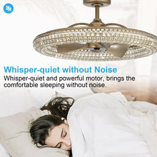 Carregar imagem no visualizador da galeria, 33" Modern DC Motor Crystal Ceiling Fan with Lighting and Remote Control