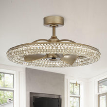 Carregar imagem no visualizador da galeria, 33" Modern DC Motor Crystal Ceiling Fan with Lighting and Remote Control