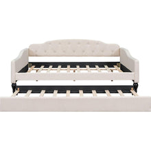Carregar imagem no visualizador da galeria, Full Size Upholstered Tufted Daybed with Twin Size Trundle, Beige