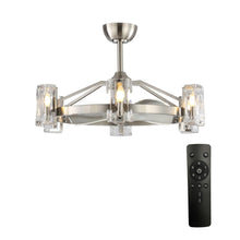 Carregar imagem no visualizador da galeria, 34" Bucholz Modern DC Motor Brushed Nickel Downrod Mount Reversible Ceiling Fan with LED Lighting and Remote Control