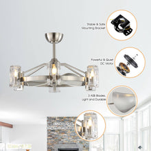 Carregar imagem no visualizador da galeria, 34" Bucholz Modern DC Motor Brushed Nickel Downrod Mount Reversible Ceiling Fan with LED Lighting and Remote Control