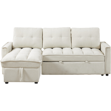 Carregar imagem no visualizador da galeria, 78.75" Reclining Sofa, Pull-Out Sofa Bed with USB and tape-c charging ports, L-Shaped Sectional Sofa with Reclining Storage and Arm Side Organizer Pocket Features, Living Room Comfort Sofa