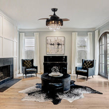 Carregar imagem no visualizador da galeria, 36" Bangaiore Modern Downrod Mount Crystal Ceiling Fan with Lighting and Remote Control