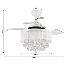 Carregar imagem no visualizador da galeria, 36" Bangaiore Modern Downrod Mount Crystal Ceiling Fan with Lighting and Remote Control