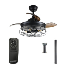 Carregar imagem no visualizador da galeria, 36" Benally Industrial Downrod Mount Ceiling Fan with Lighting and Remote Control