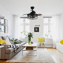 Carregar imagem no visualizador da galeria, 36" Benally Industrial Downrod Mount Ceiling Fan with Lighting and Remote Control