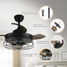 Carregar imagem no visualizador da galeria, 36" Benally Industrial Downrod Mount Ceiling Fan with Lighting and Remote Control
