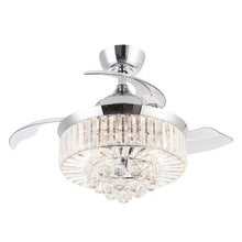 Carregar imagem no visualizador da galeria, 36" Broxburne Modern Chrome Downrod Mount Crystal Ceiling Fan with Lighting and Remote Control