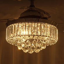 Carregar imagem no visualizador da galeria, 36" Broxburne Modern Chrome Downrod Mount Crystal Ceiling Fan with Lighting and Remote Control