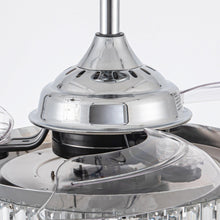 Carregar imagem no visualizador da galeria, 36" Broxburne Modern Chrome Downrod Mount Crystal Ceiling Fan with Lighting and Remote Control