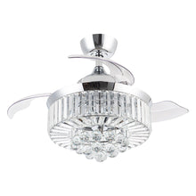 Carregar imagem no visualizador da galeria, 36" Broxburne Modern Chrome Downrod Mount Crystal Ceiling Fan with Lighting and Remote Control