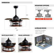 Carregar imagem no visualizador da galeria, 36" Caselli Industrial Downrod Mount Ceiling Fan with Lighting and Remote Control