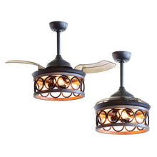 Carregar imagem no visualizador da galeria, 36" Mirelle Farmhouse Downrod Mount Ceiling Fan with Lighting and Remote Control