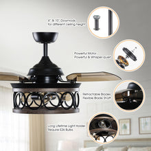 Carregar imagem no visualizador da galeria, 36" Mirelle Farmhouse Downrod Mount Ceiling Fan with Lighting and Remote Control