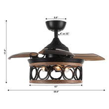 Carregar imagem no visualizador da galeria, 36" Mirelle Farmhouse Downrod Mount Ceiling Fan with Lighting and Remote Control
