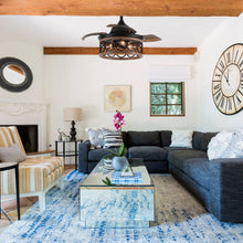 Carregar imagem no visualizador da galeria, 36" Mirelle Farmhouse Downrod Mount Ceiling Fan with Lighting and Remote Control