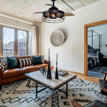 Carregar imagem no visualizador da galeria, 36" Pickett Industrial Downrod Mount Ceiling Fan with Lighting and Remote Control